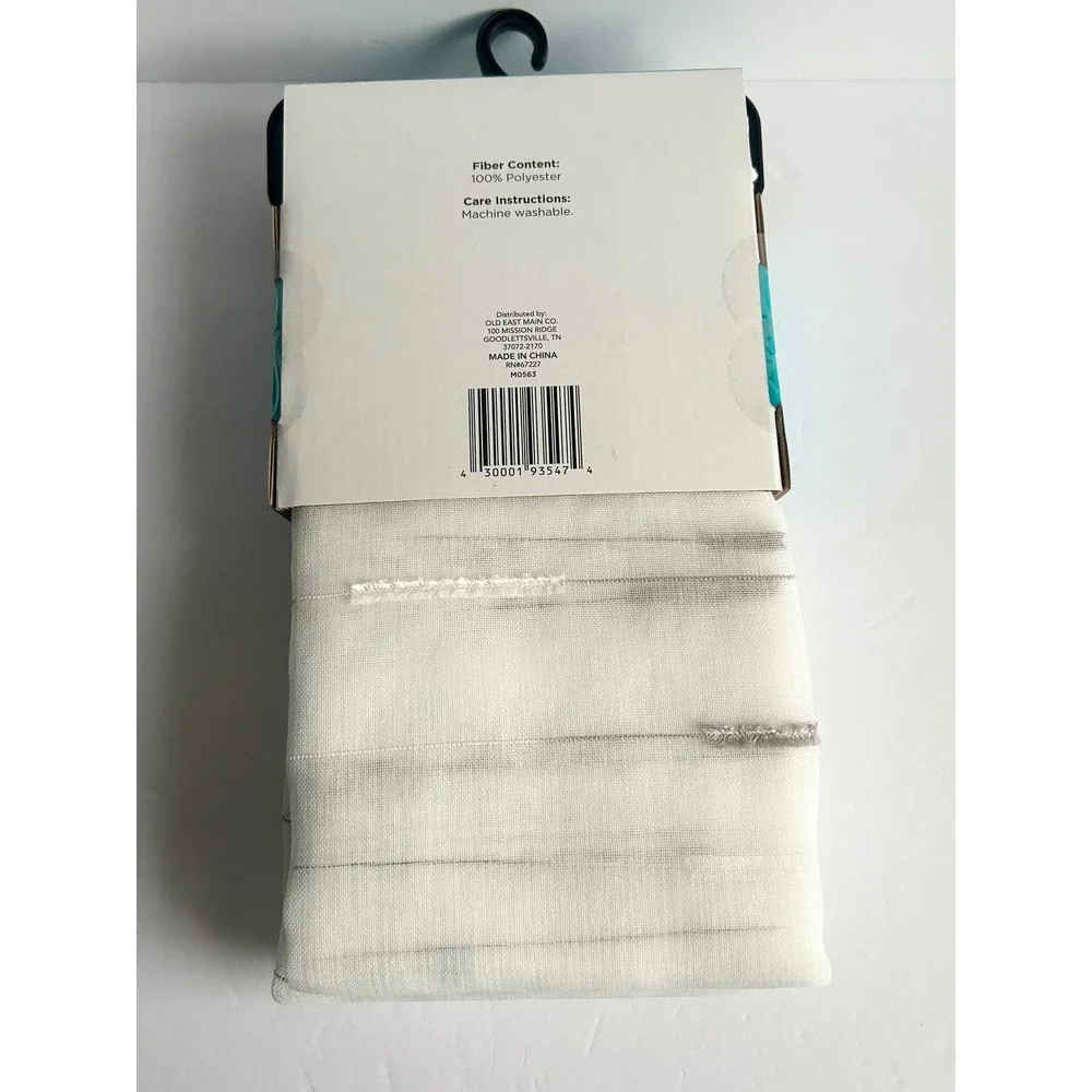 Comfort Bay Moreau Sheer Window Curtain Panels 26x84 White Gray Stripe 2pk